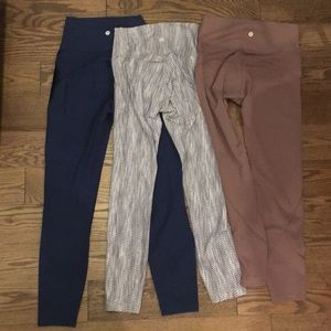Three pairs of lululemon yoga pants